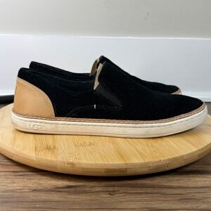 UGG Jass Slip On Sneakers Womens 8.5 Black Suede Tan Leather Good Condition